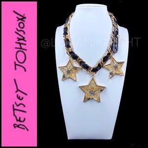 Betsey Johnson Celestial Punk Star Necklace Crystal Safety Pin Necklace
